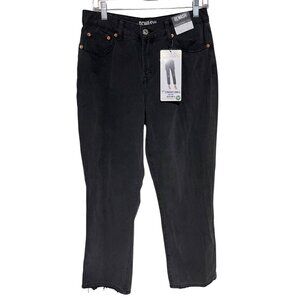 Rewash Jeans Womens Size 28 Black High Rise Straight Ankle Denim Raw Hem